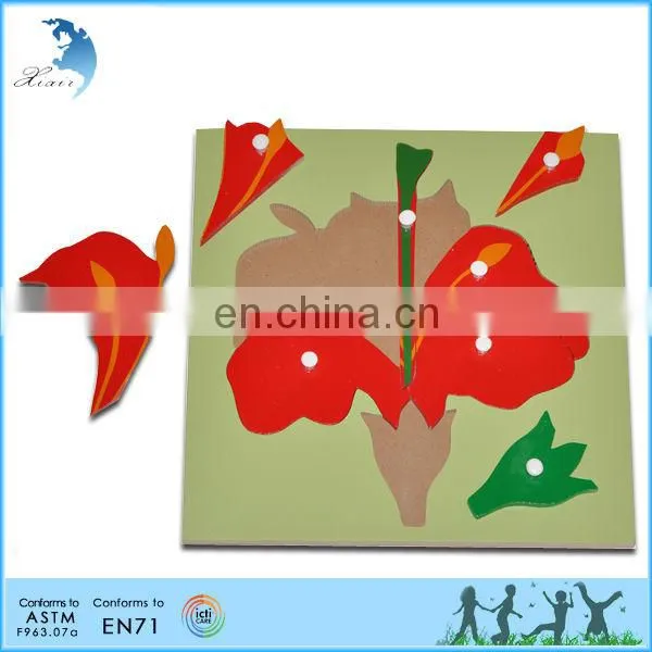 Interesting Educational Flower Puzzle Game Material Montessori Wooden Puzzles photo-2