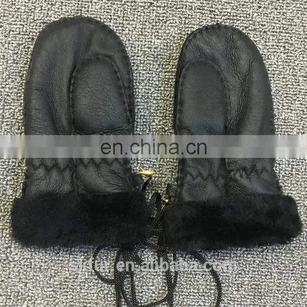 China Factory Wholesale Genuine Sheepskin Fur Leather Gloves for Men and Kids photo-4