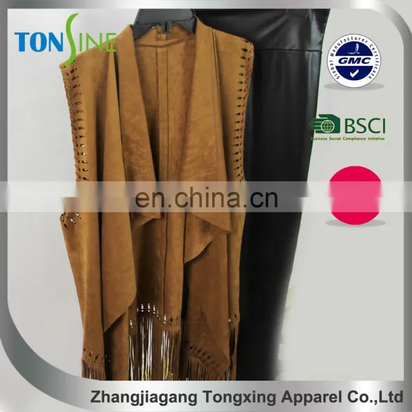 2016 Women's Cut and Sew Suede Top for Women photo-4