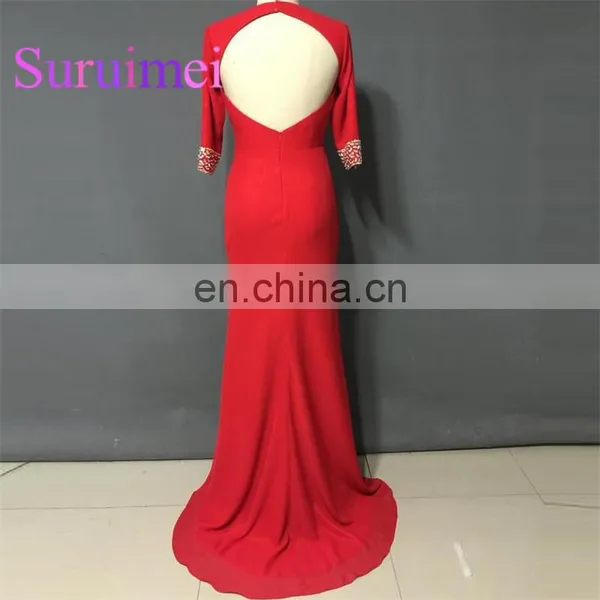 Free Shipping Prom Dresses Robe De Soiree Short Sleeves V Neck Formal Evening Gowns photo-2