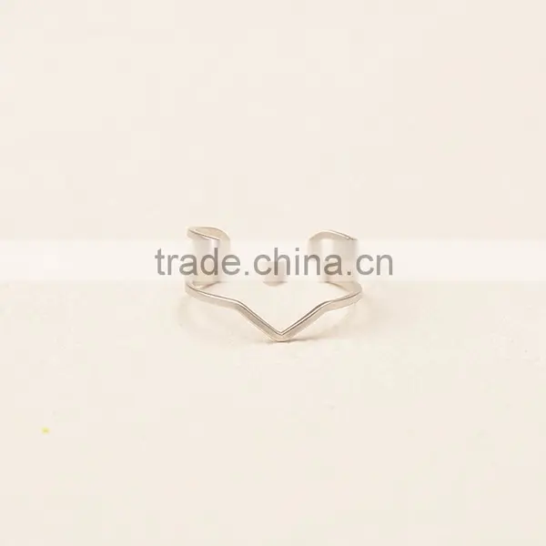 Wholesale Alloy Silver Double Chevron cz Ring, Silver Eternity Chevron Finger Ring v Shaped Ring photo-3