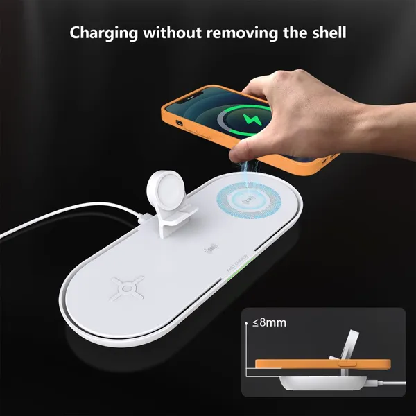 4 in 1 Quick Wireless Charger Dock Station Stand For Apple Watch Pencil AirPods IPhone Samsung Phone Fast Induction Charging photo-3