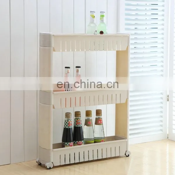 Amazon Hot Sale 3 Levels Slide Out Kitchen Storage 3 Tiers Organizer Kitchen Pantry Storage Plastic Storage Rack With Wheels photo-2
