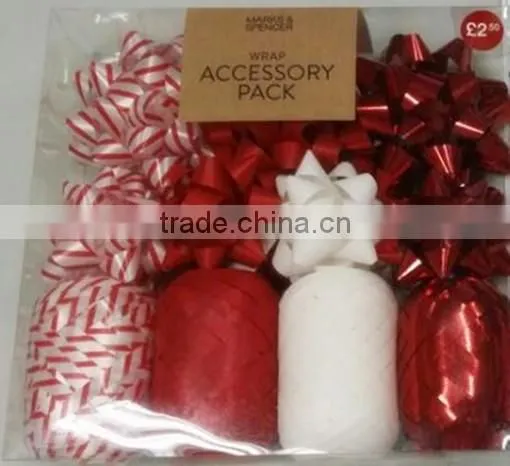 Chrstimas Decoration Ribbon Bow / Curly Bow / Wrapping Ribbon / Gift Tag Box Set With Stickers photo-6