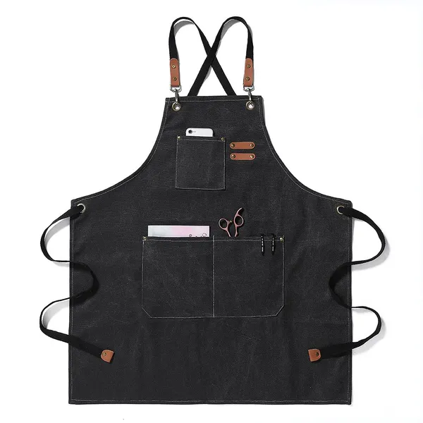 Custom Cooking Baking Tool Pocket Kitchen Chef Canvas Apron With Custom Logo photo-2