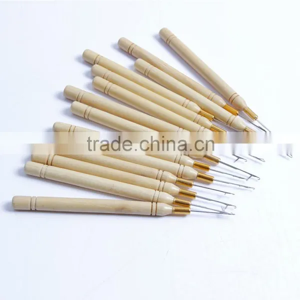 2016 hot hair tools needle threader loop pulling wooden bamboo hook needle