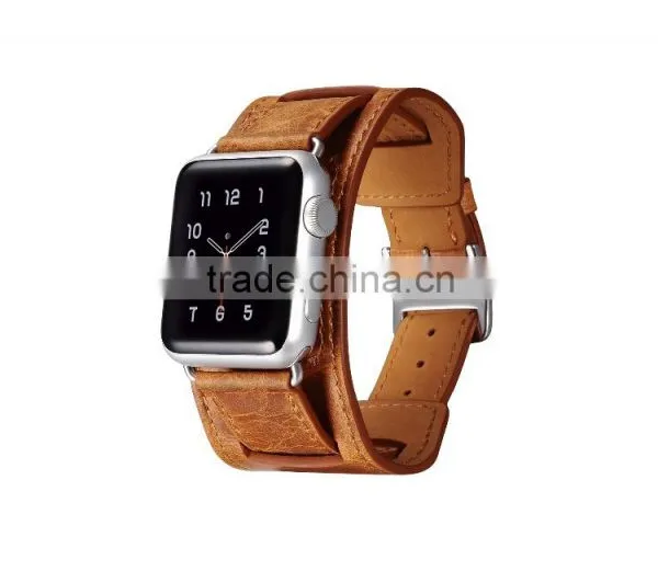 ICARER Double Bukle Genuine Leather Watch Band For 38mm Apple Watch Bracelet With 3 Wear Method With Watchband Connector MT-4831 photo-3