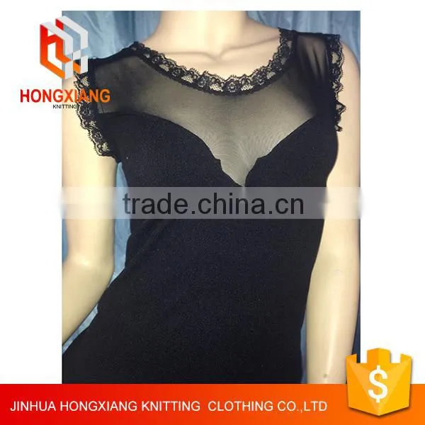 Hongxiang Women Acrylic Fibers Lace Sleeve T Shirt Design