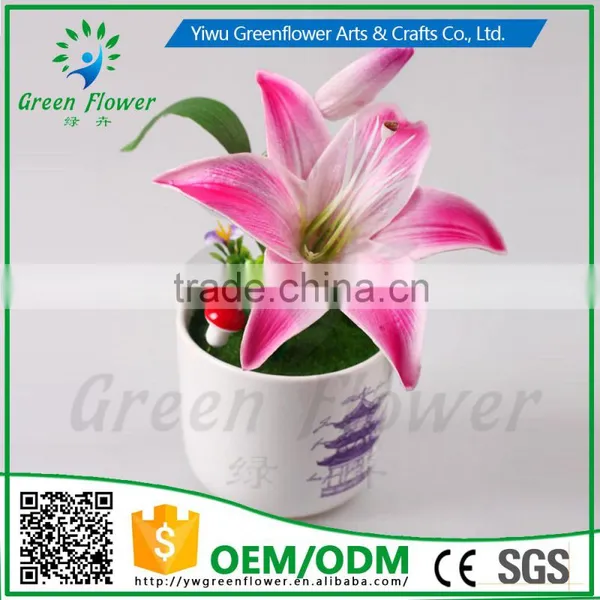 2016 Wholesale Multicolor Latex Artificial PU Flowers Single Headed Lily Real Touch Bouquet Wedding Bridal Decor Display Flower