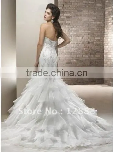 Ivory Organza Silver Decoration Sweetheart Mermaid 2013 Wedding Dre photo-2