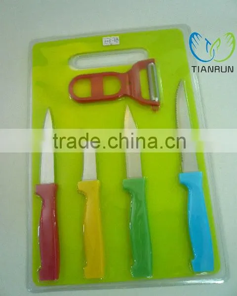 Stainless Steel Colorful Knife Set With Cutting Board