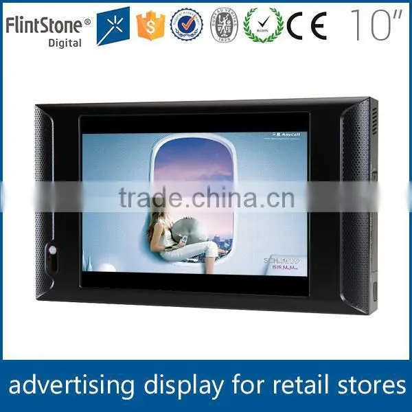 Flintstone 10 inch advertising display, small digital displayer monitor, 10" motion activated player shelf player
