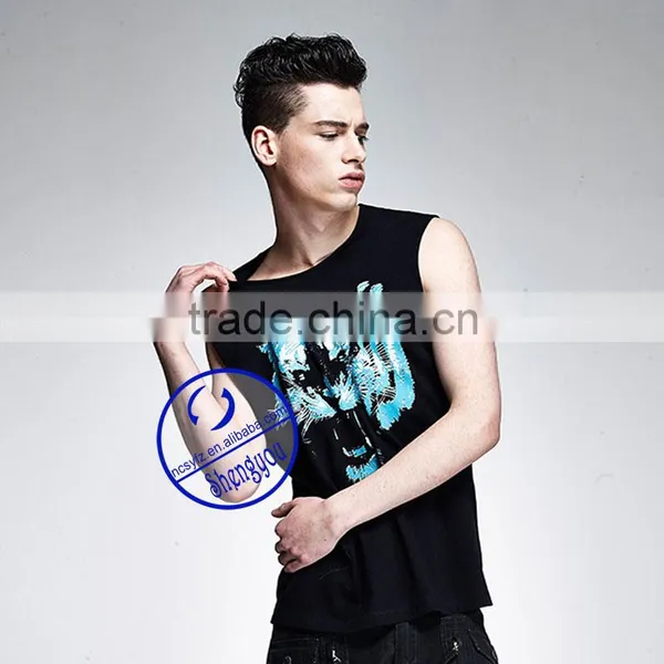 Custom Made 100% Polyester Mens Printed Stringer Tank Top photo-2