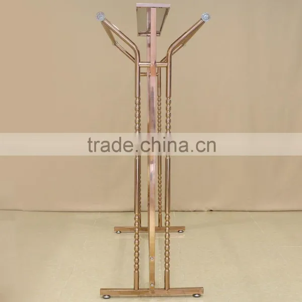 QD- F178 Wholesale Luxury Rose Gold Metal Clothes Display Rack photo-3