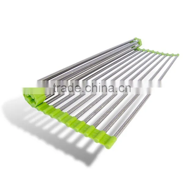 Best Large Commercial Kitchen Folding Over The Sink Compact Stainless Steel Dish Rack, Dish Drying Rack photo-6