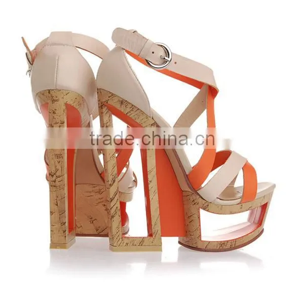 2016 Summer Colorful Purple Womens Block Heel Sandals Big Size Lady Shoes Factory Price photo-2