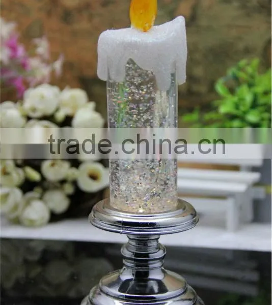 Water Glitter Church Pillar Candle Led Christmas Light
