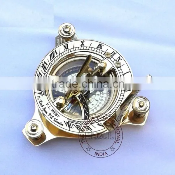SUNDIAL COMPASS - BRASS SUN DIAL COMPASS - NAUTICAL VINTAGE 3" SUNDIAL - MARINE GIFT photo-3