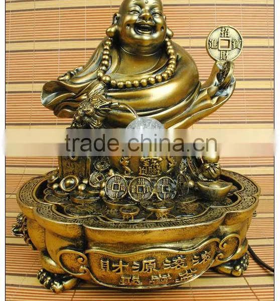 Antique Color Table Resin Water Fountain , Buddha Garden Water Fountain