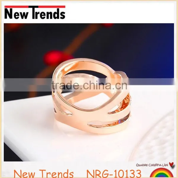 New Design Punk Style Twist Wholesale Wedding Ring Gold Plated photo-4