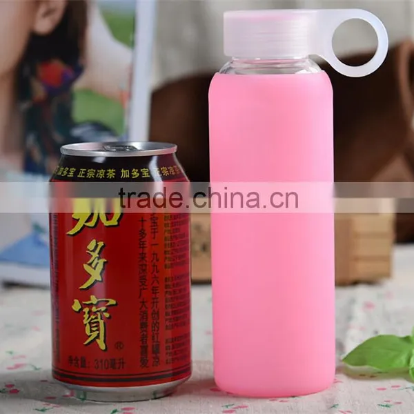 Factory Low Price of Unbreakable Silicate Glass Water Bottle,anti Heating Slicone Sleeve Glass Water Bottle photo-4