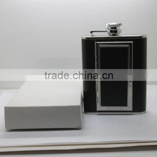 High Quality 5oz Flask Flagon With Cigarette Case and Leather photo-2