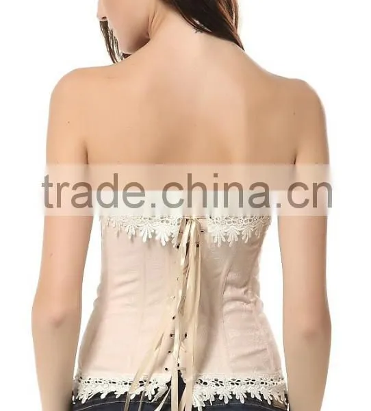 Sexy Lace Brocade Steampunk Wait Training Corset With Steel Boned photo-2
