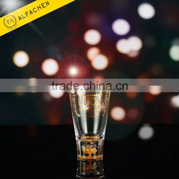 345ml Wide Mouth Drinking Water Juice Glass 24K Gold Foil Tumbler