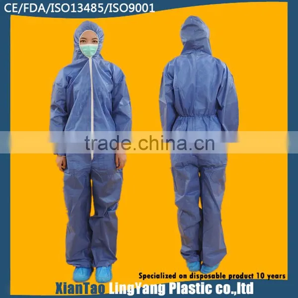 Waterproof Disposable Yellow/White/Blue Coverall With Hood photo-5