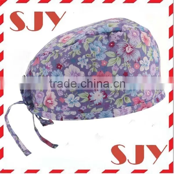 Flower Printed Women's and Men's Doctor Hat Wholesale Unisex Scrub Hat photo-4
