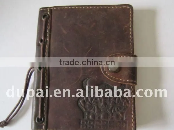 Leather bound a5 embossed notebook