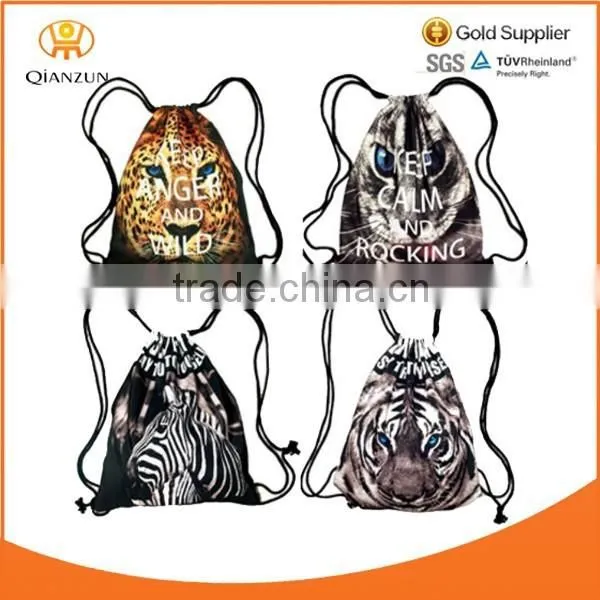 Foldable Tiger Zebra Girls 3D Printing Animal Draw String Canvas Back Pack Bag photo-5