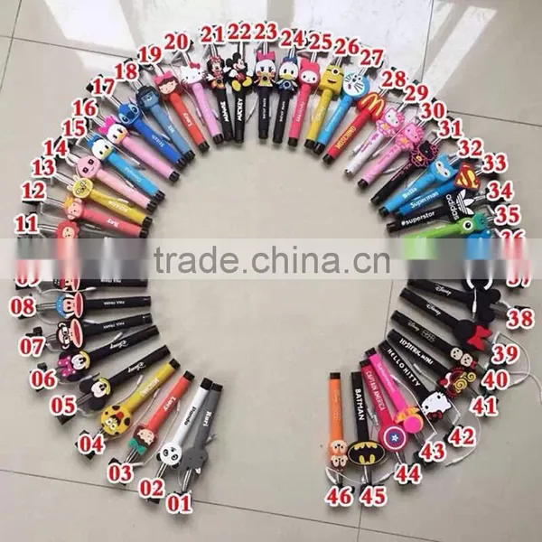 Most Popular Cartoon Aluminum Alloy Selfie Stick With Cable, Fashionable Foldable Selfie Stick photo-2