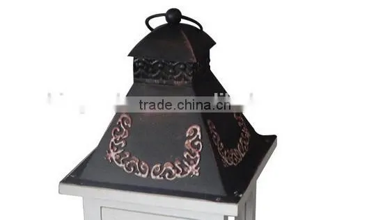 Handmade Wooden White Metal Lantern photo-4