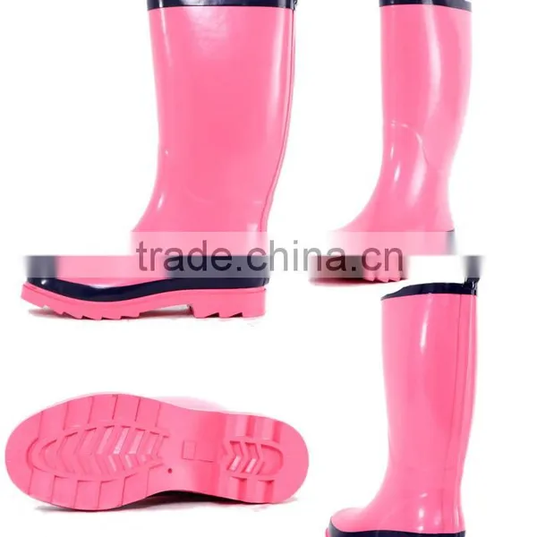 High Quality Pink Solid Color Waterproof Rain Boots For Girls photo-2
