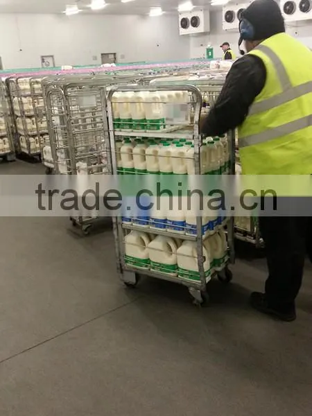 4 Wheels Rolling Hand Cart Industrial Metal Supermarket Milk Storage TrolleySHMT-A1 photo-2