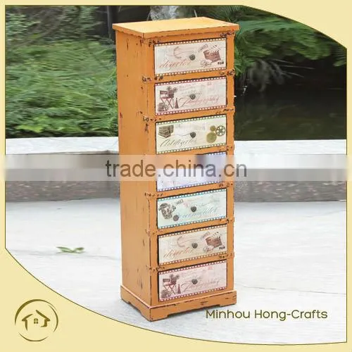 Tall Wood Storage Cabinet With Many Drawers photo-2