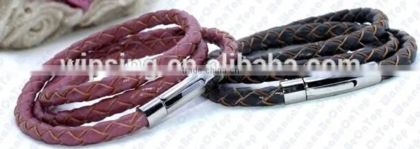 Latest Style Real Leather Custom Braided Leather Men Woman Bracelets Wholesale photo-4
