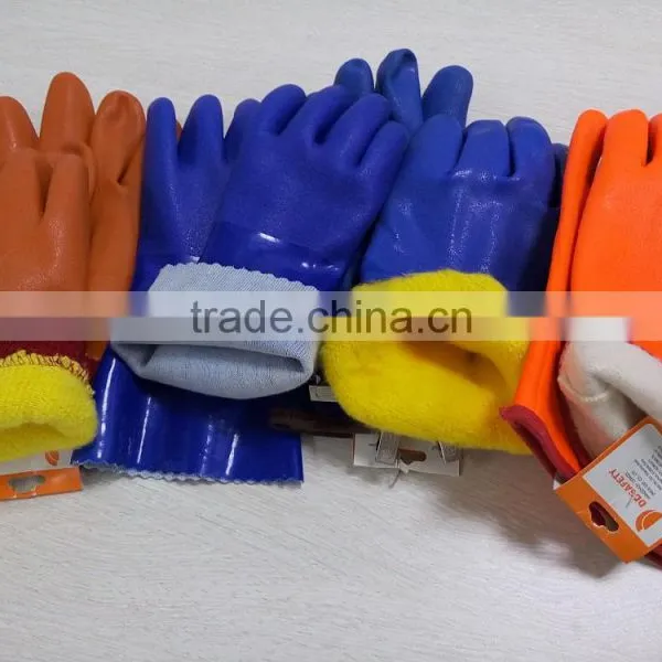 DDSAFETY Construction Safety Working Pvc Gloves With Acrylic Boa Liner photo-5