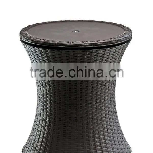 Patio Garden Adjustable Rattan Brown Pool Cooler Table photo-4