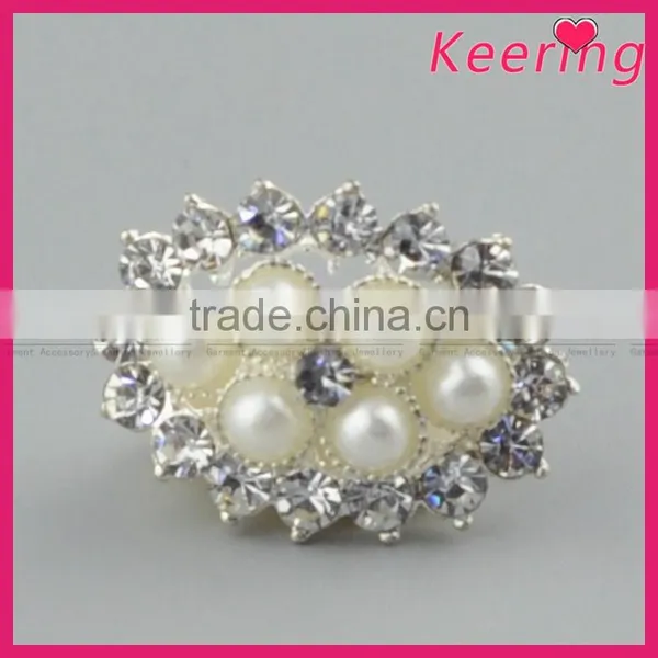 Decorative Vogue Excellent Metal Rhinestone and Pearl Button for Garments WBK-1490 photo-4