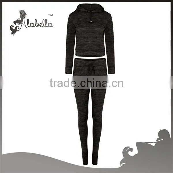 New Womens Cropped Hooded Sweater Top Tracksuit Joggers Pants Lounge Wear Set photo-2