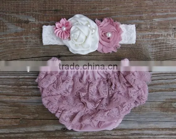 Hot Selling Baby Clothes Infant Lavender Ruffle Bloomer Wholesale Baby Girl Diaper Cover With Headband photo-6