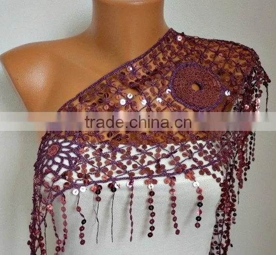 Sequin Floral Scarf Shawl Scarf - Bellydance - Cowl Scarf Women's Fashion Accessories photo-3