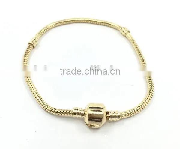 2016 Latest Gold Starter Charm Bracelet Barrel Snap Clasp Chain,Fashion Charms Snake Chain Alloy Beads Fit European Bracelet DIY photo-3