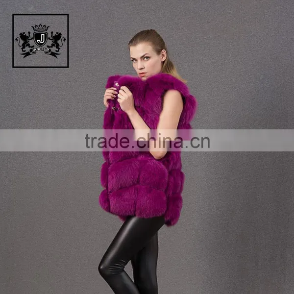 2017 Fashion Hot Sale Women Middle Fox Fur Coat Thick Warm Vest