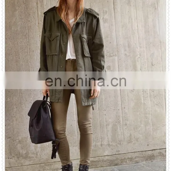 New Style High Quality Long Sleeve Womens Military Jacket Wholesale photo-4