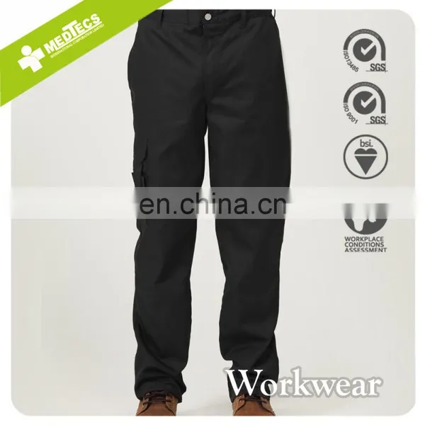 Black Elastic Band Workwear Cargo Pants With Pockets
