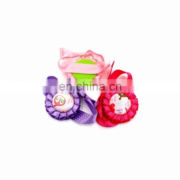 Lovely Custom & Eco-friendly Ribbon Rosette Flower Bracelet/wristband for Birthday Party photo-3