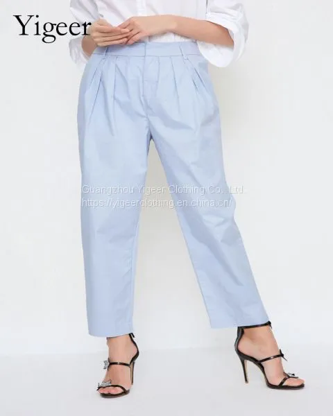 Ruffled Waist Ankle Casual Pants photo-5